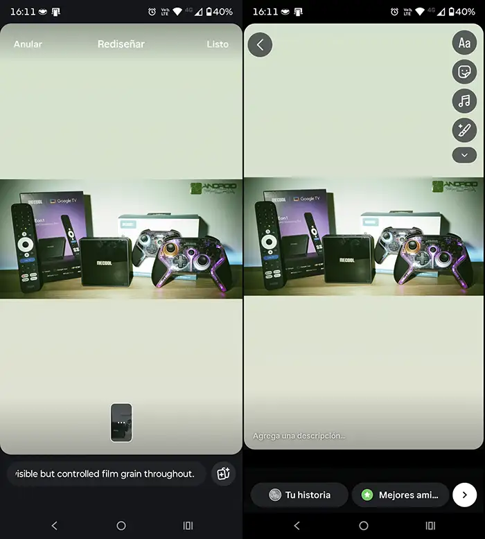 Ver resultado filtro flash Instagram