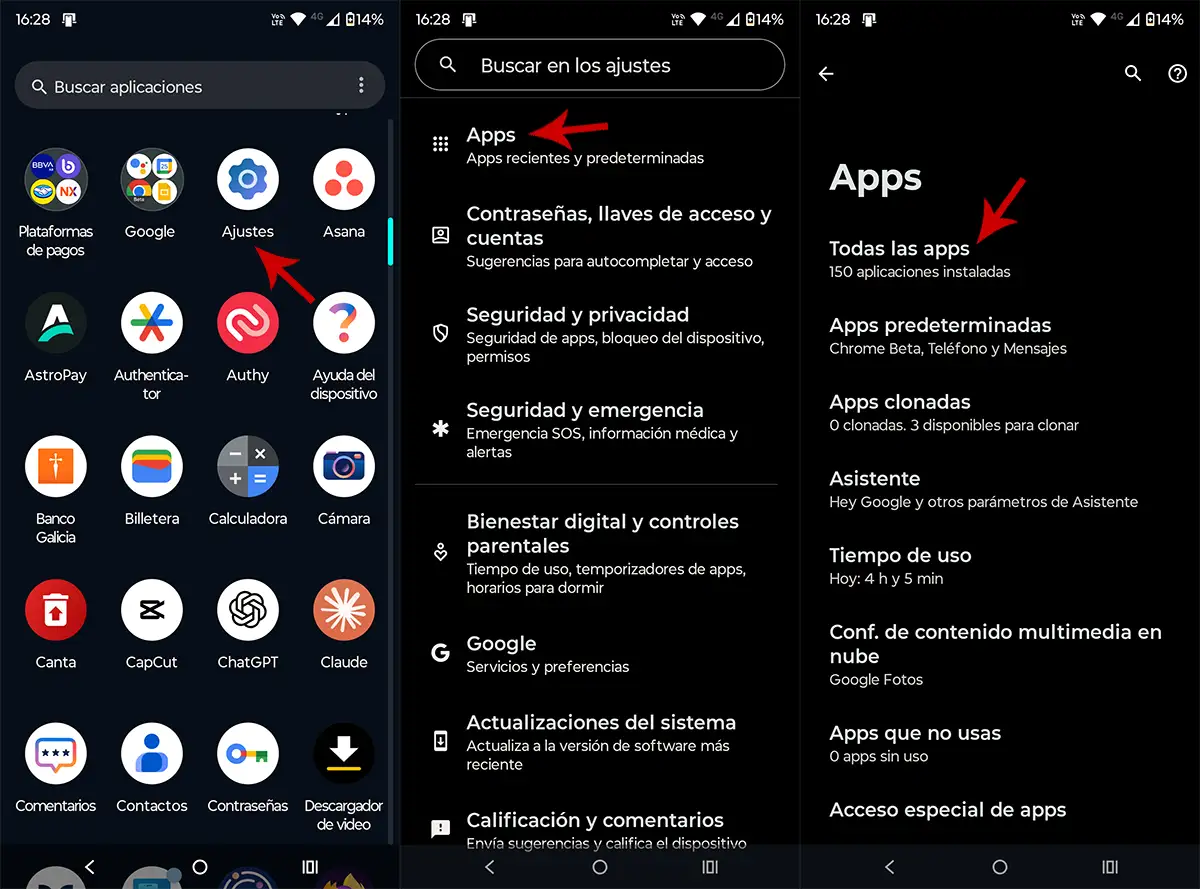 Ver todas las apps instaladas en Android
