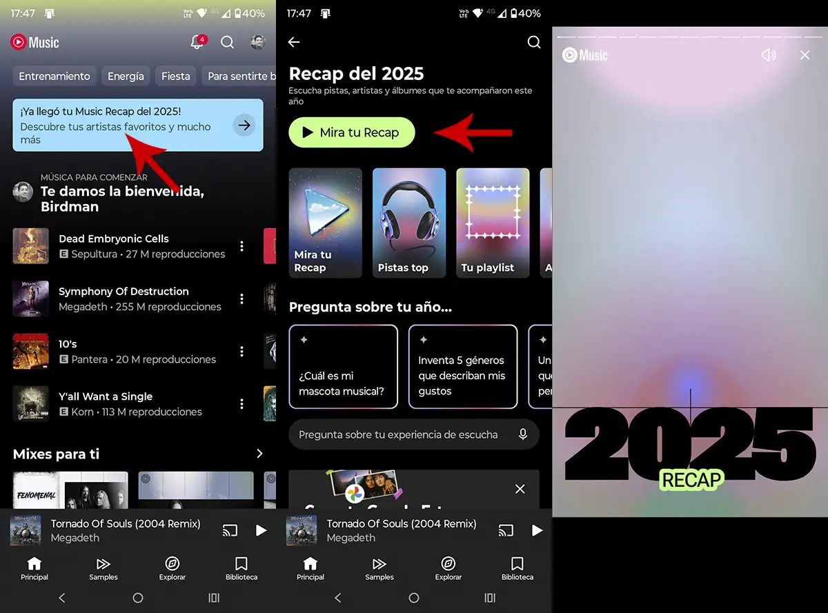 Ver tu Recap de YouTube Music