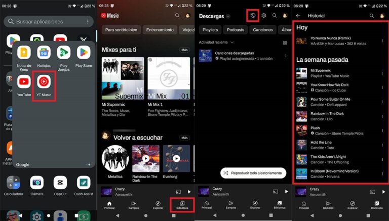 Cómo ver las canciones que has escuchado en YouTube Music