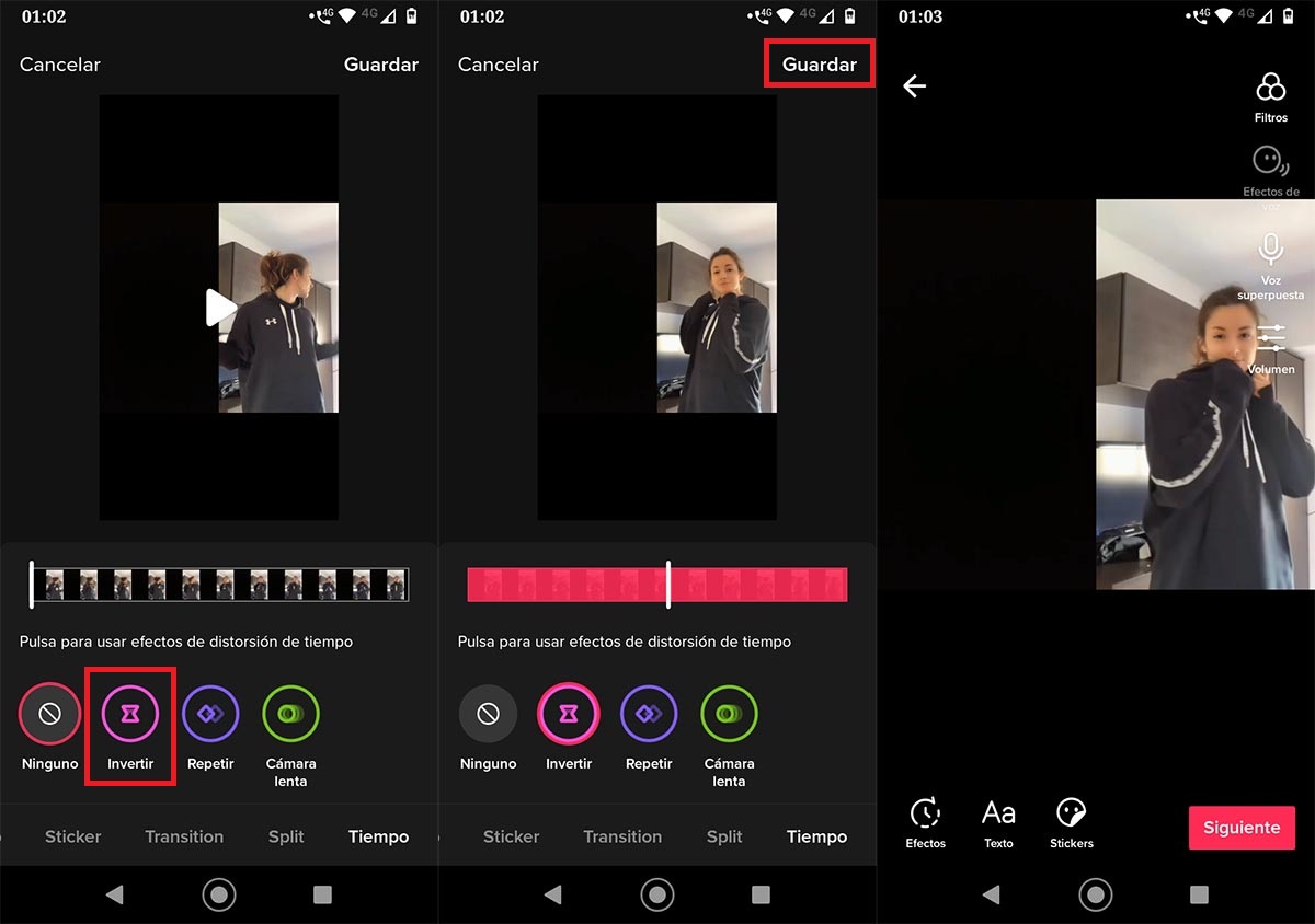 Ver video en reversa de otro usuario en TikTok