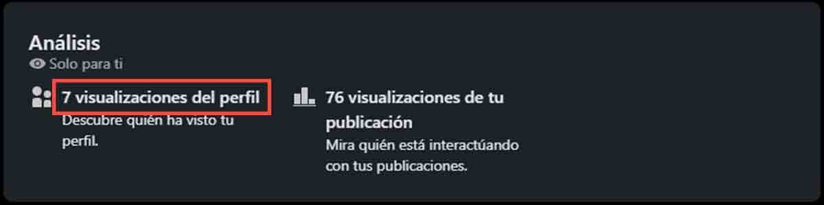 Ver visualizaciones perfil LinkedIn