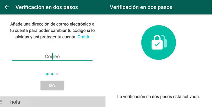 Verificacion 2 pasos WhatsApp