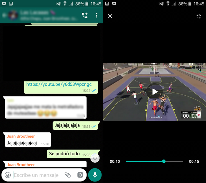 Video de YouTube en negro WhatsApp solucion