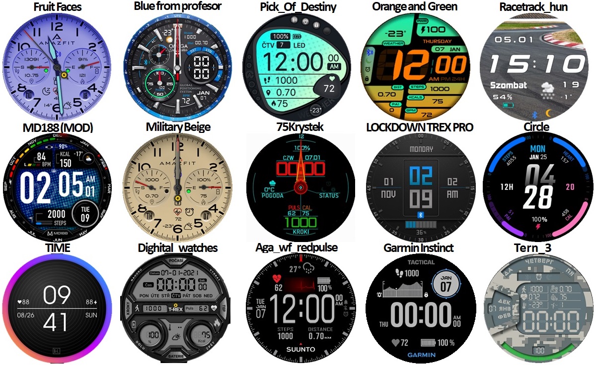 Watchfaces para Amazfit T-Rex