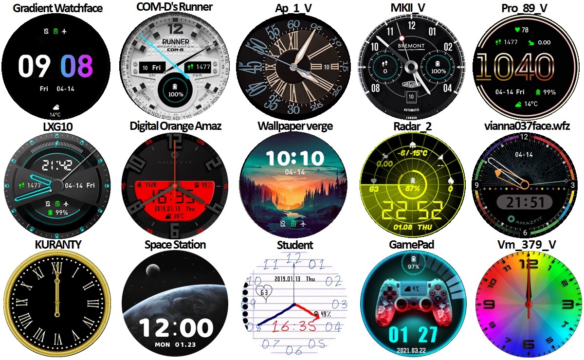 Watchfaces para Amazfit Verge