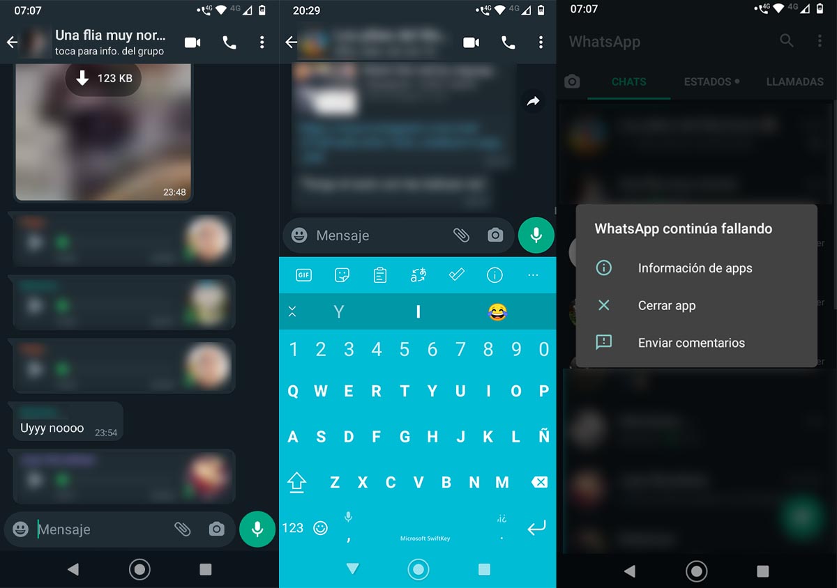 WhatsApp continua fallando al enviar mensaje grupos