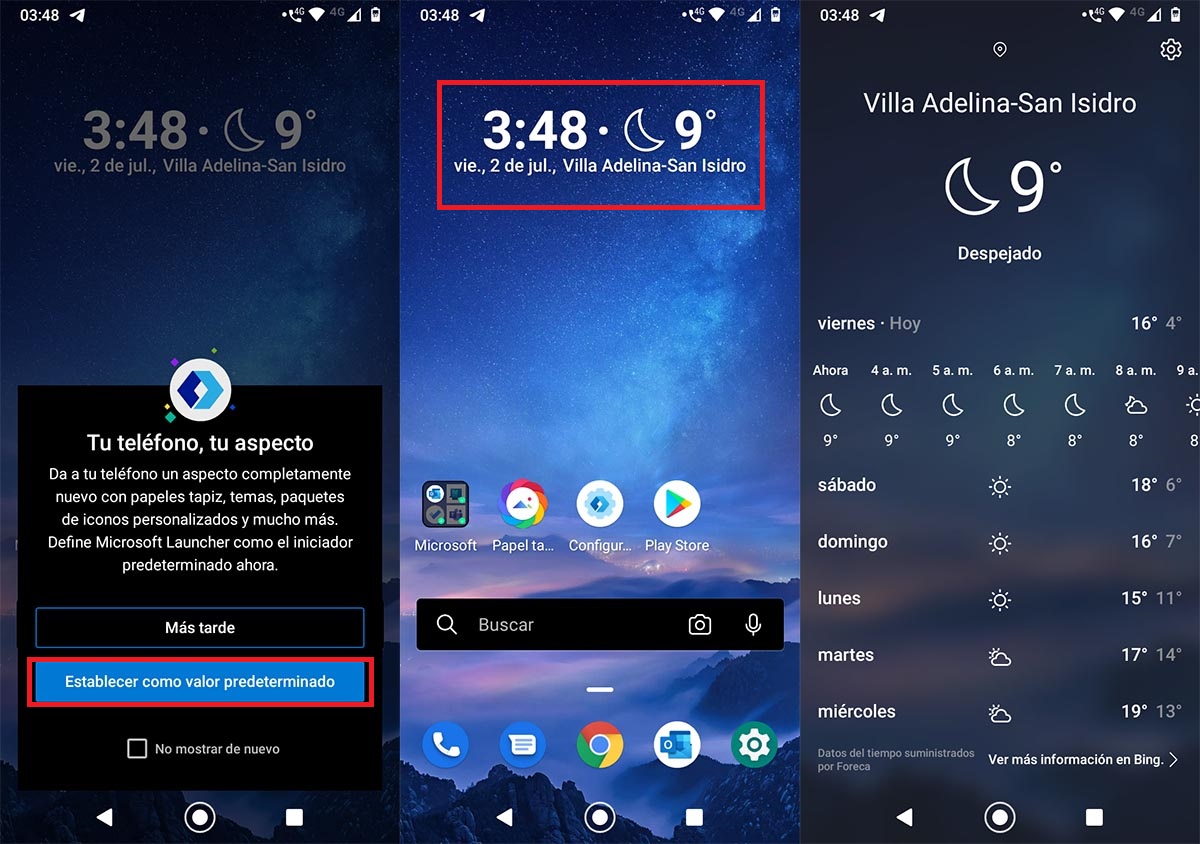 Widget clima y reloj Android Go