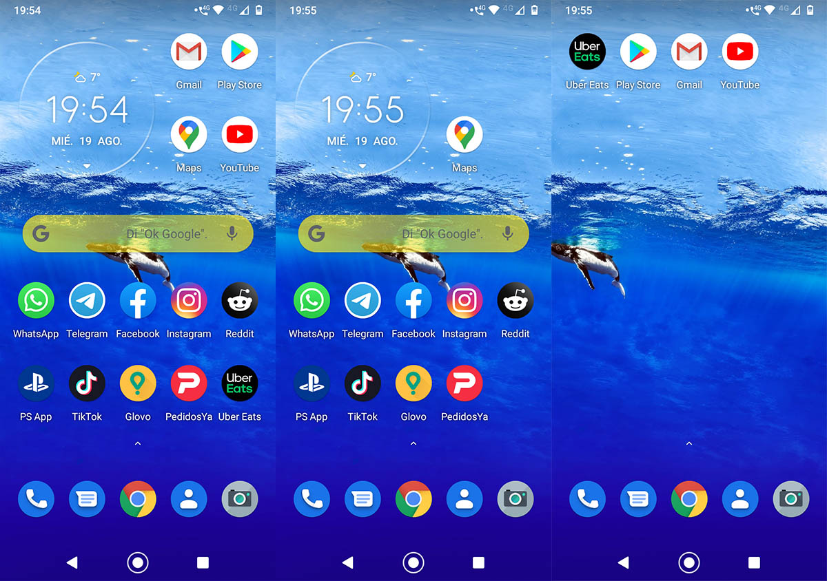 Widgets y accesos directos Android pantalla principal