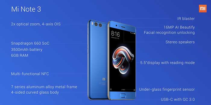 Xiaomi Mi Note 3 Especificaciones