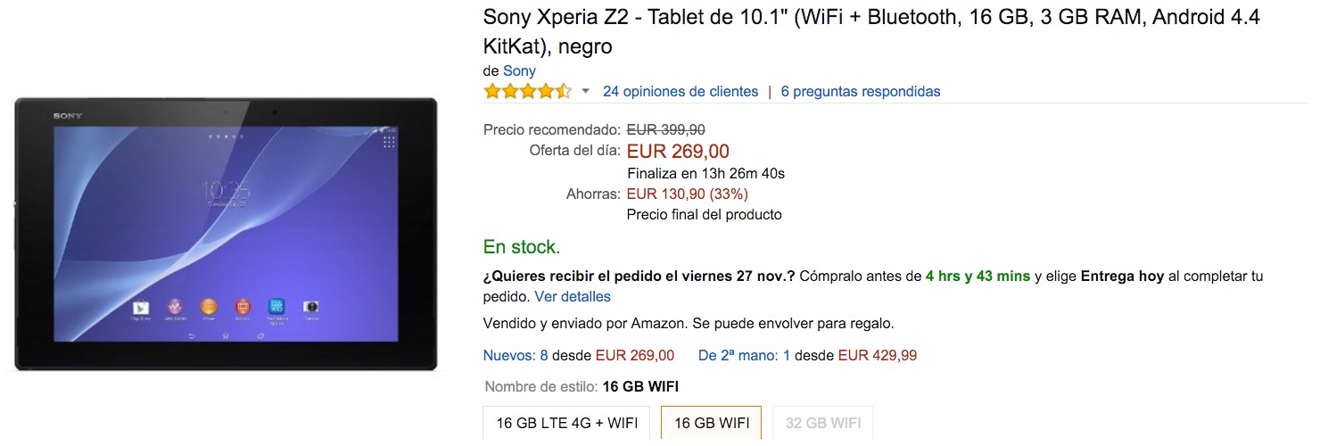 Xperia Z2 tablet oferta