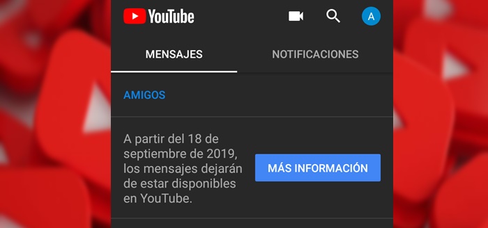 YouTube elimina mensajes directos