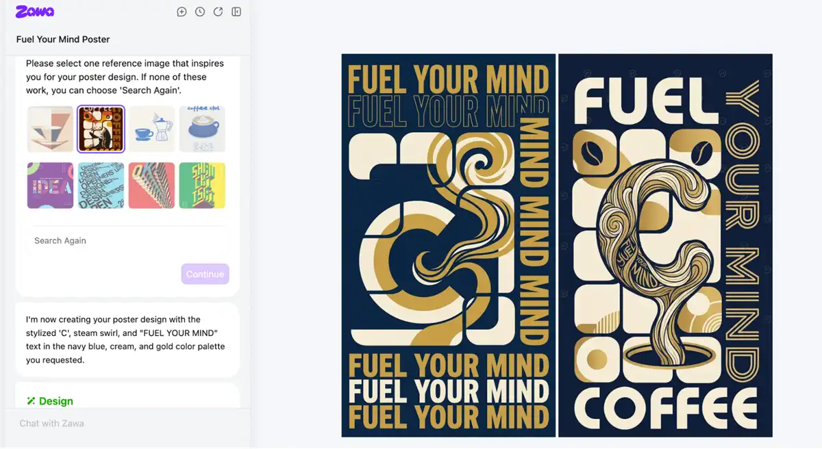 Zawa AI posteres editables