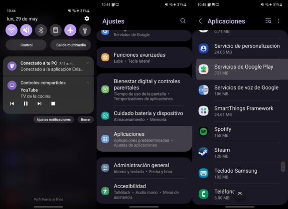 abre los ajustes de los servicios de google play en tu android