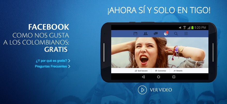 activar Facebook gratis en Tigo