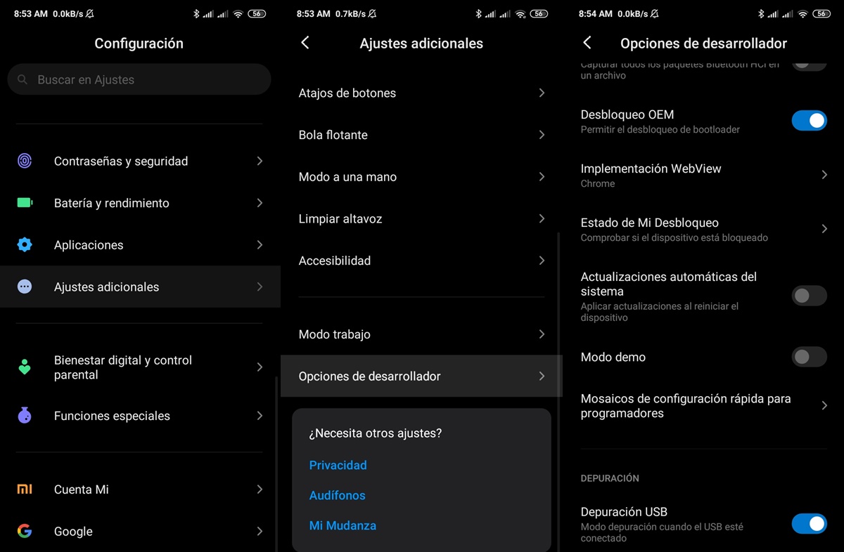 activar depuracion usb desbloqueo oem en xiaomi poco