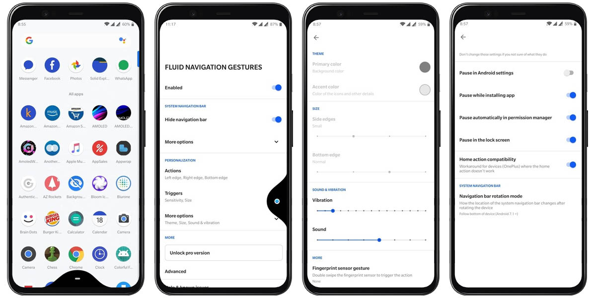 activar gestos navegación fluida android