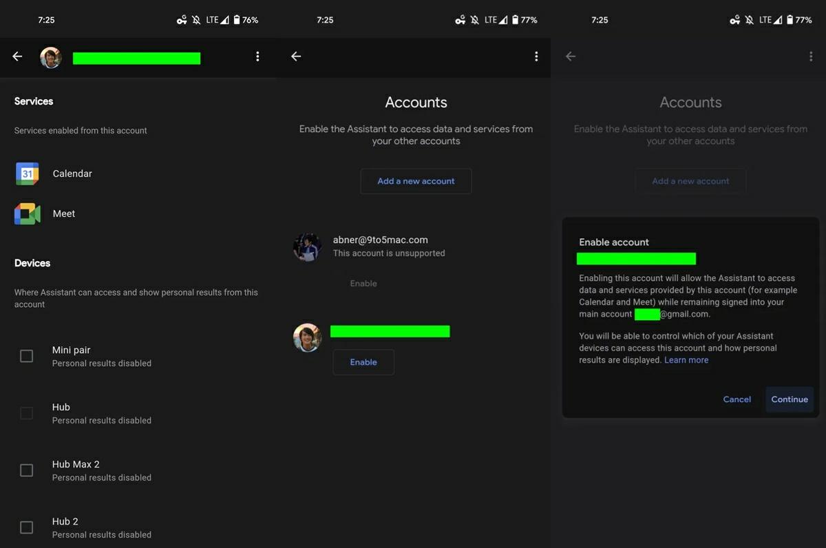 activar soporte de multiples cuentas asistente de google