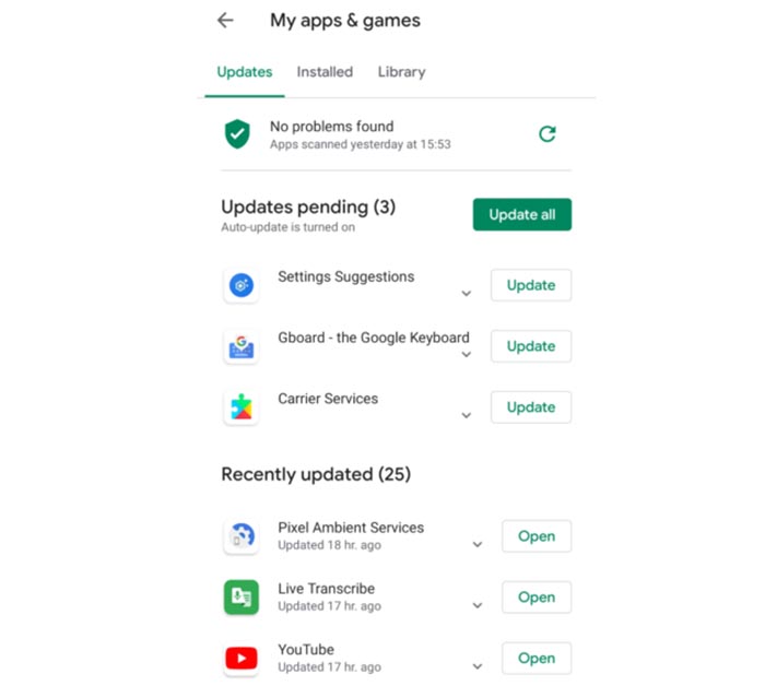 actualizaciones fantasma google play