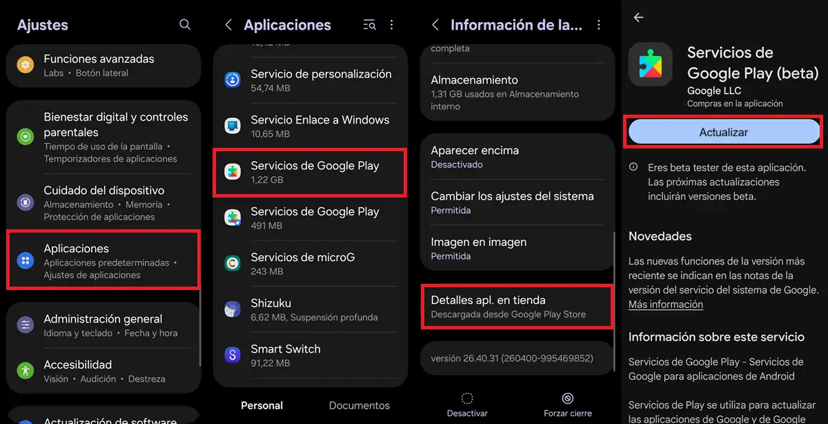 actualizar servicios de google play