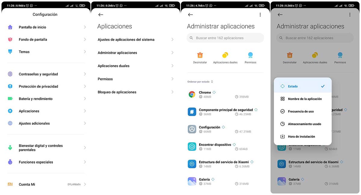 administrar aplicaciones miui borrar cache