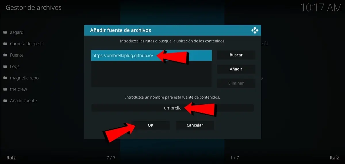 agrega la direccion de la fuente del addon Umbrella