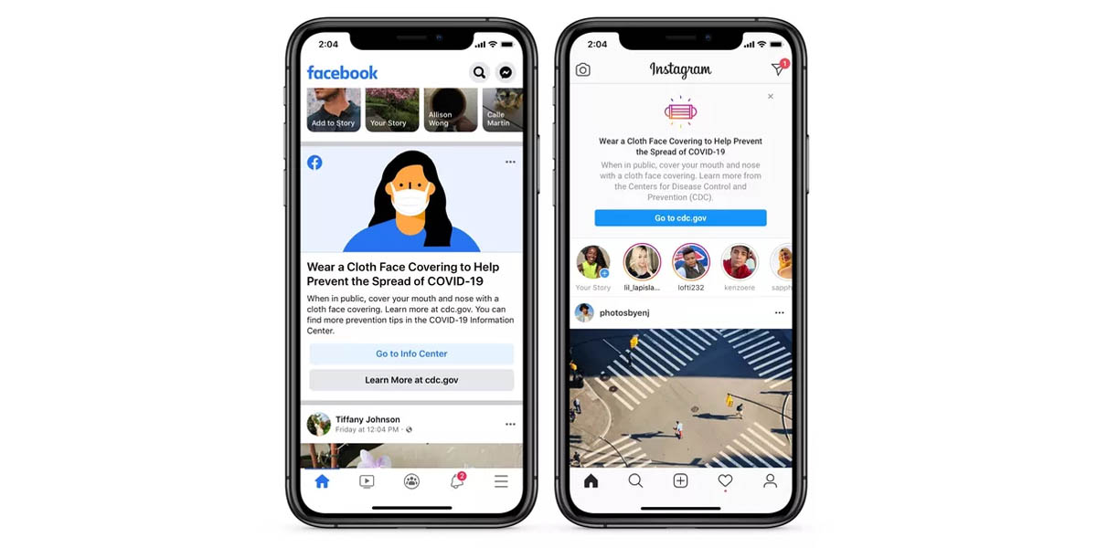 alertas en facebook e instagram para que recuerdes usar mascarilla