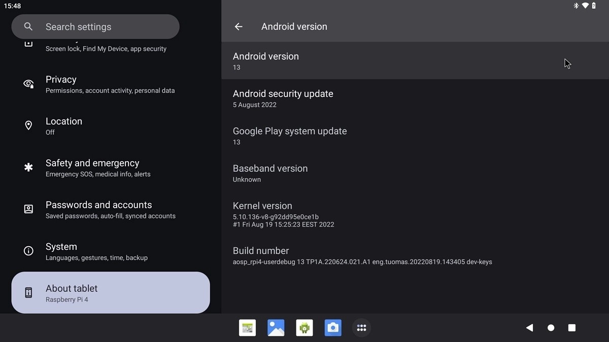 android 13 en Raspberry pi 4 model b