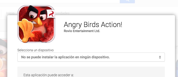 angry birds action problemas