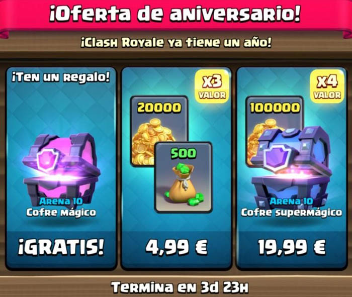 aniversario clash royale cofre gratis