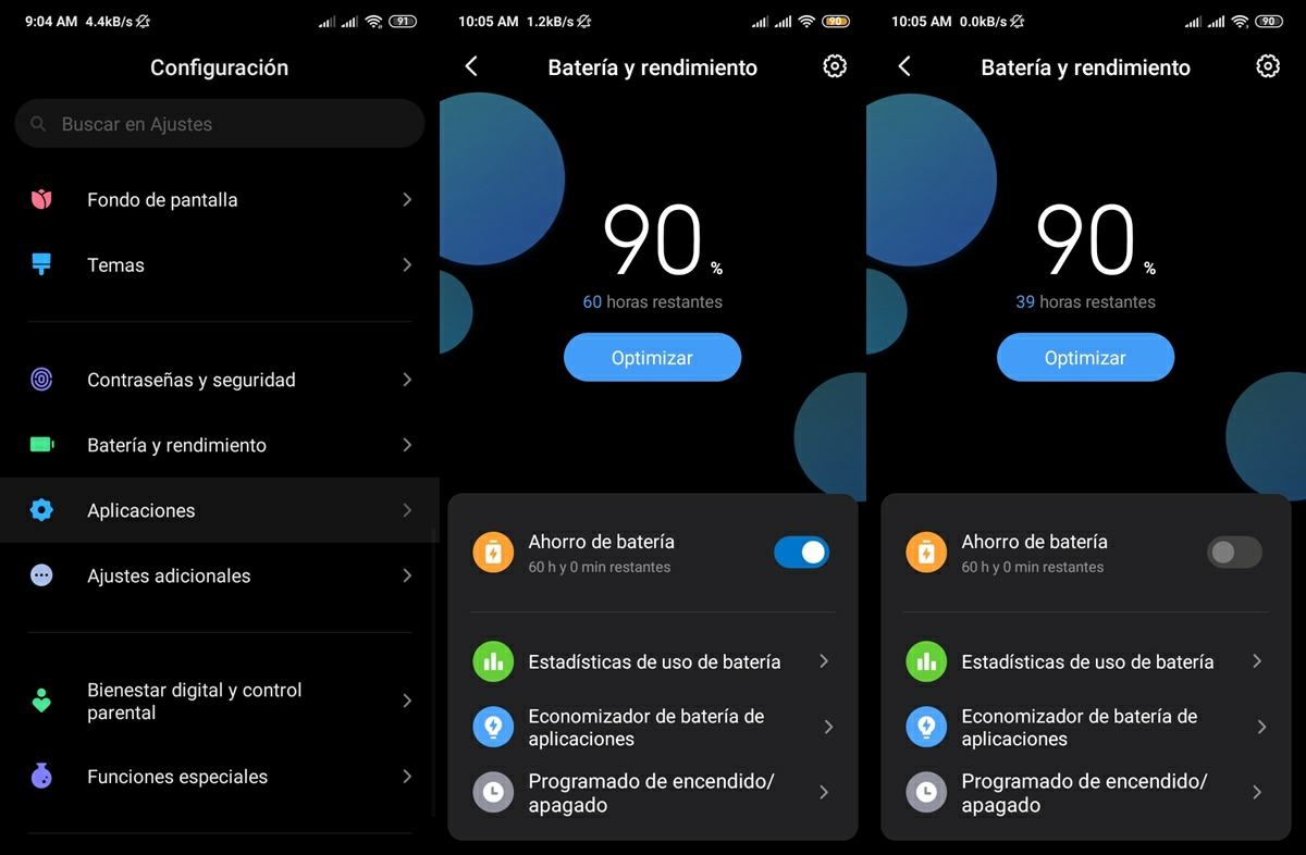 apagar ahorro de bateria xiaomi