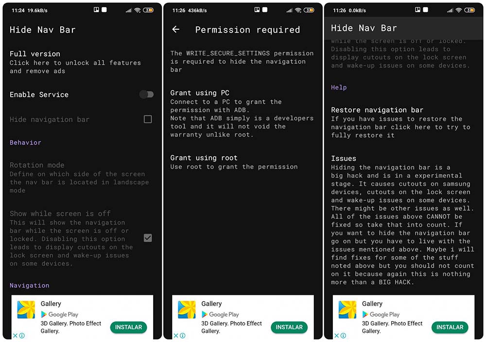 aplicacion hide nav bar