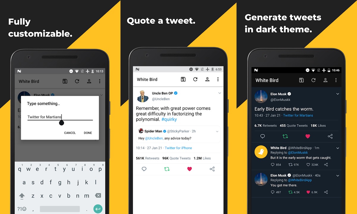 aplicacion para crear tweets falsos white bird