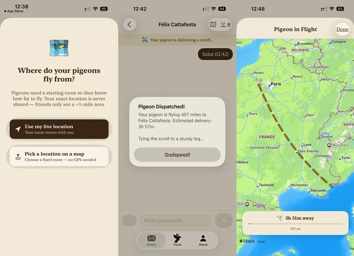 asi es la app Carrier Pidge de palomas mensajeras