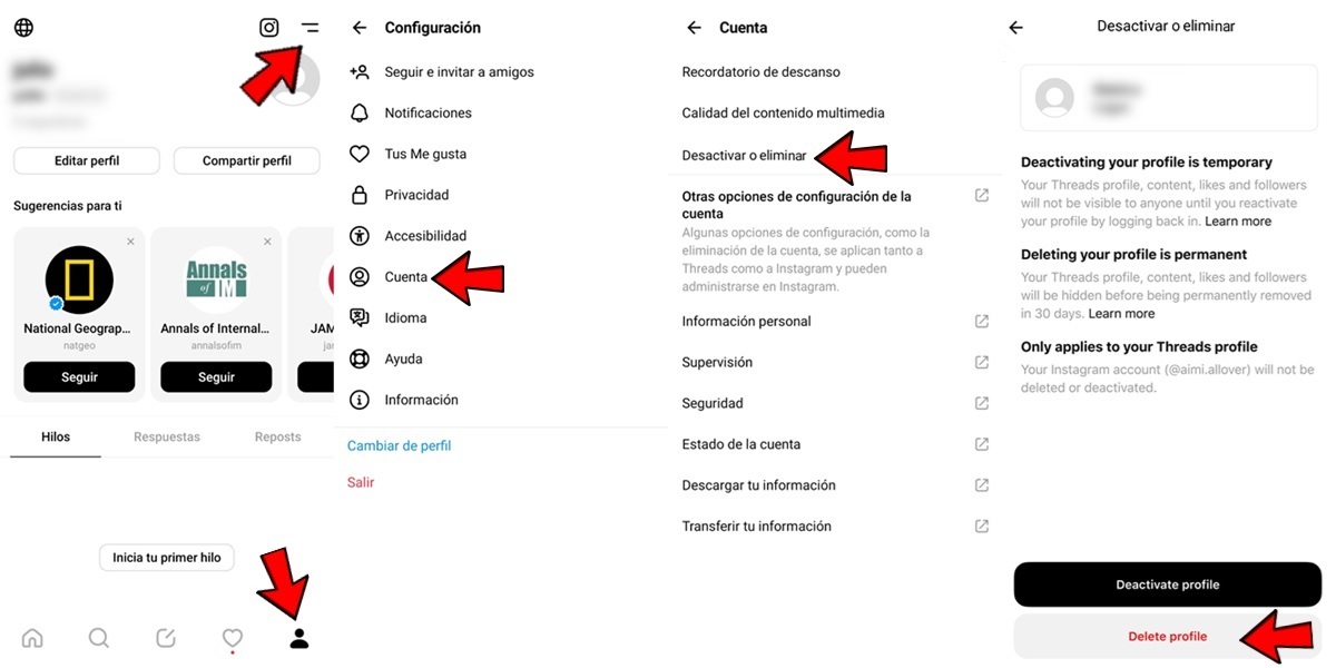 asi puedes eliminar para siempre tu cuenta de Threads sin borrar la de Instagram