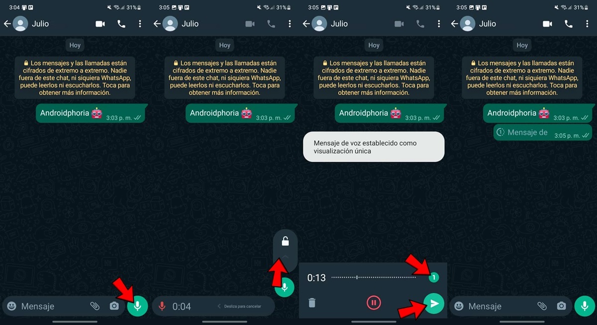 asi puedes enviar audios que solo se pueden escuchar una vez en WhatsApp