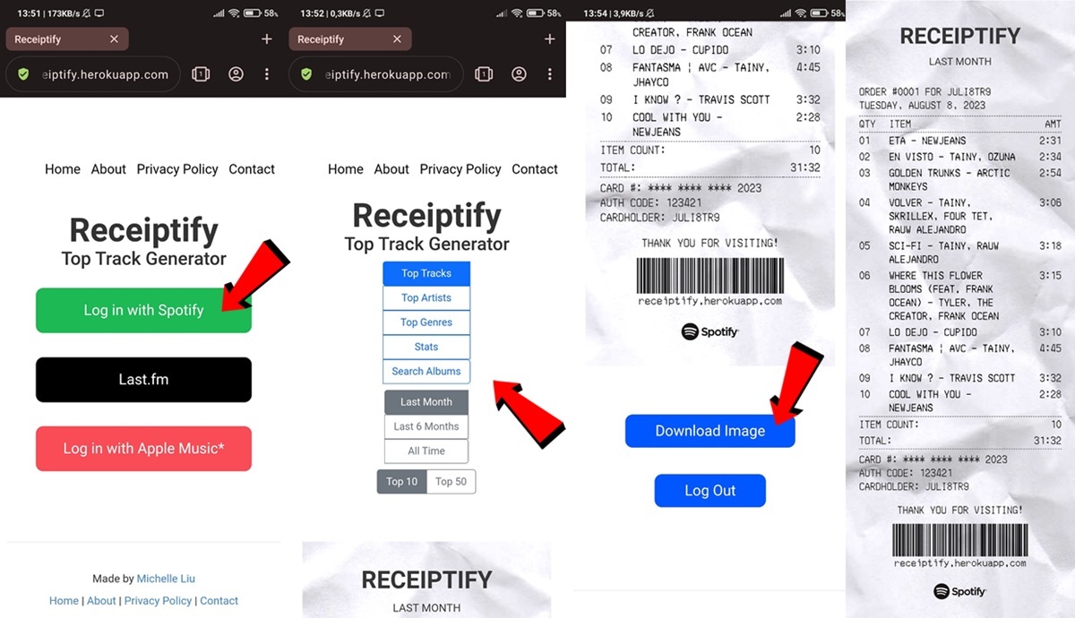 asi puedes hacer tu factura de canciones de Spotify con Receiptify