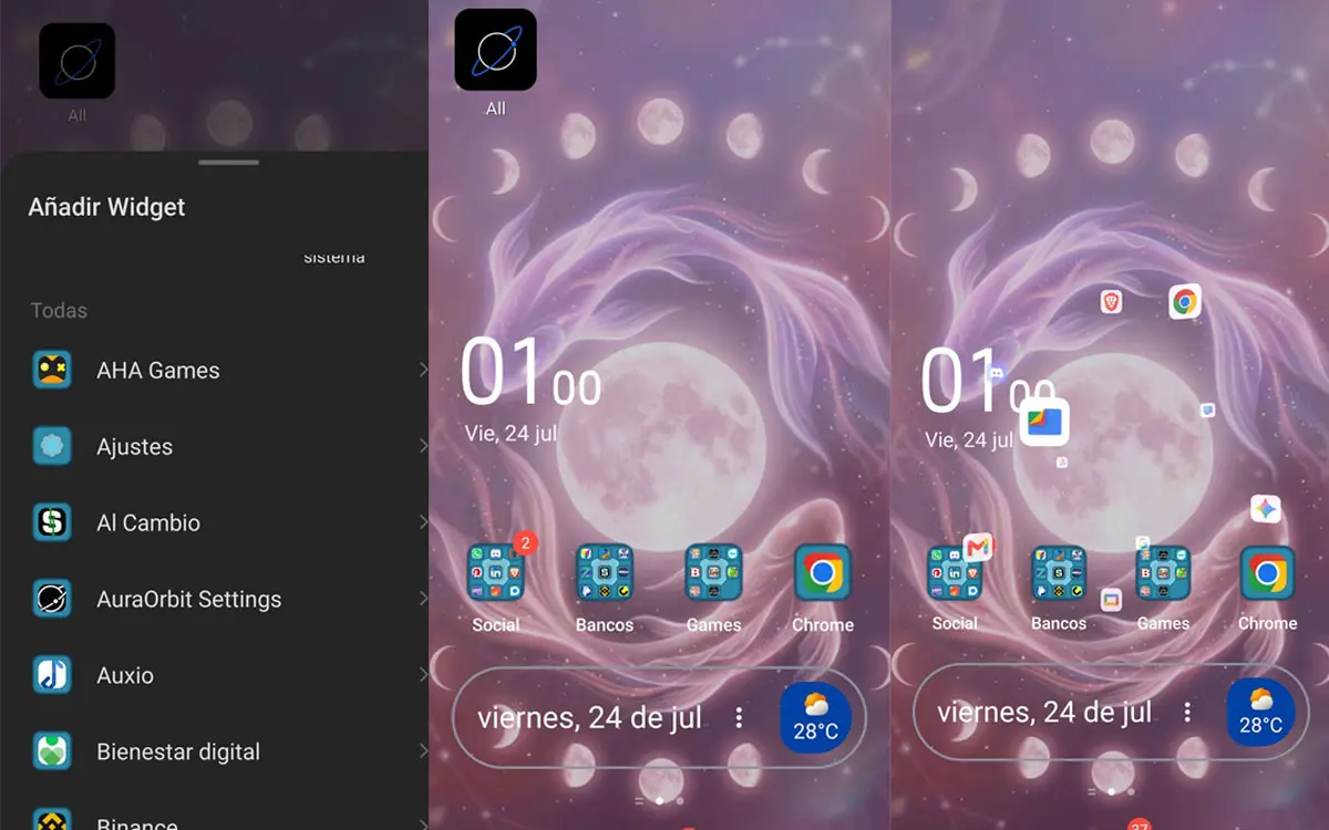 Visualización de las apps en AuraOrbit