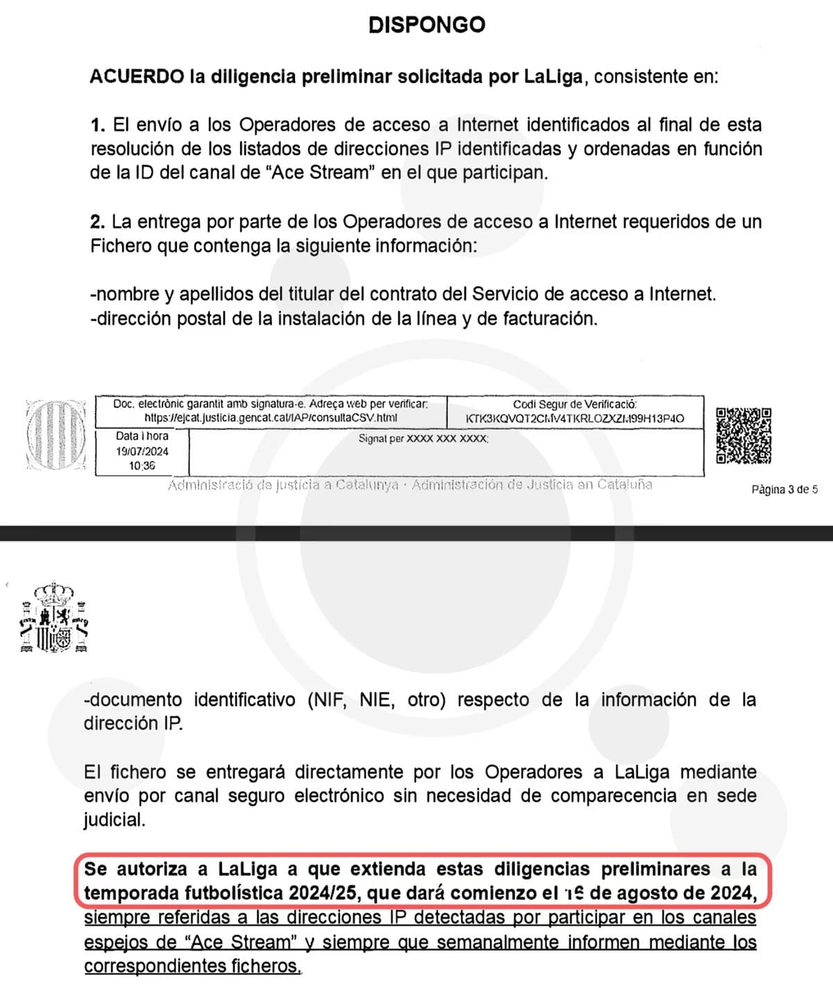 Autorización Judicial Que Permite A Laliga Solicitar Datos A Los Usuarios Que Ven Fútbol Pirata