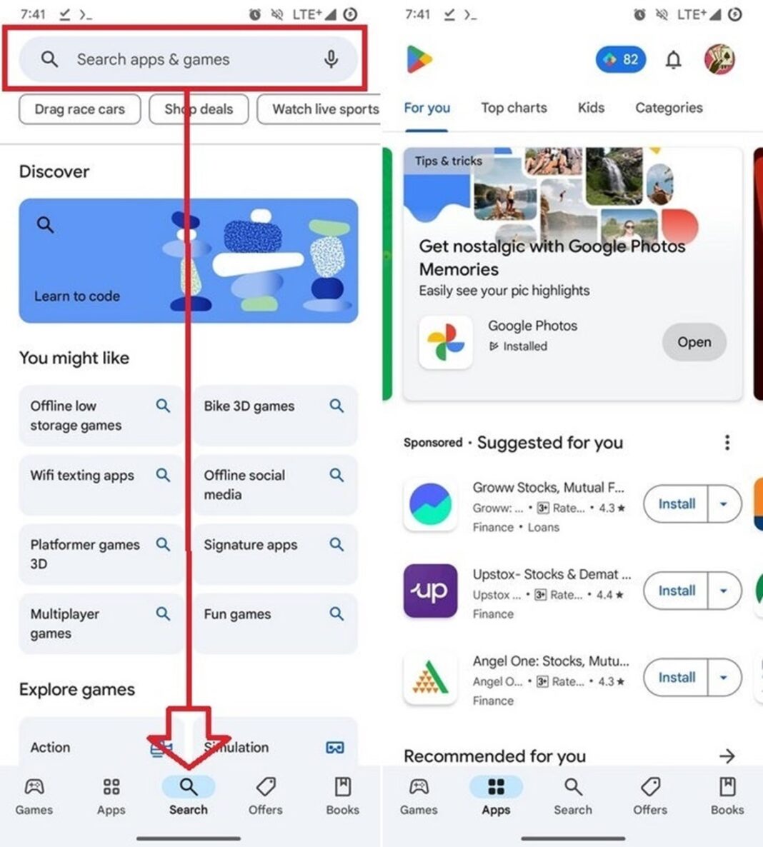 La barra de búsqueda desaparece de Google Play Store: ahora está abajo