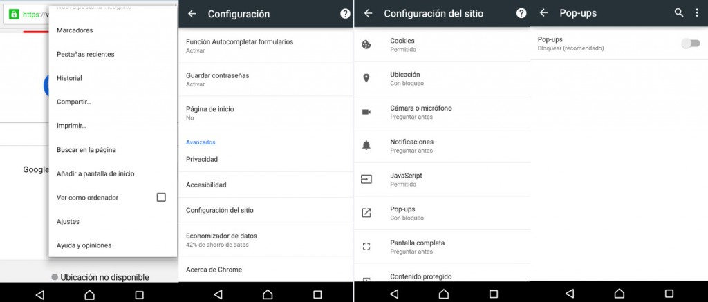 bloquear pop ups chrome android1