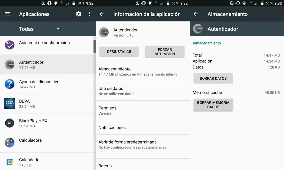 borrar cache de google authenticator