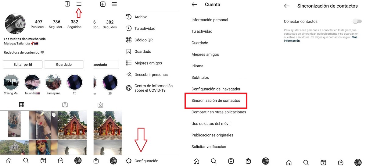 borrar contactos instagram movil