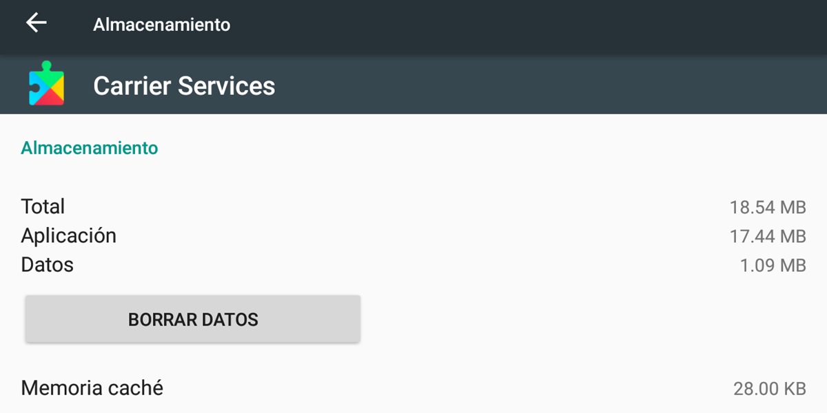 borrar datos de carrier services en android