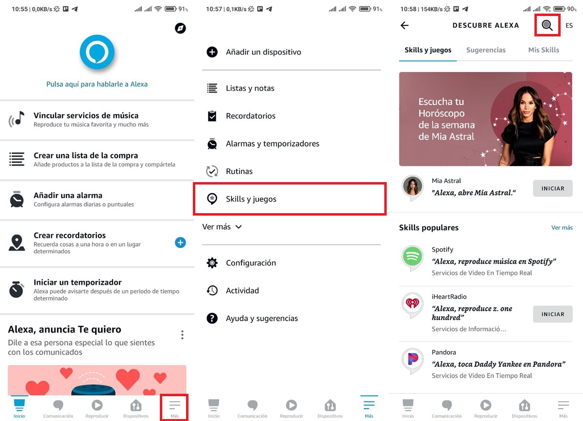 buscar skills para alexa en la app de amazon alexa