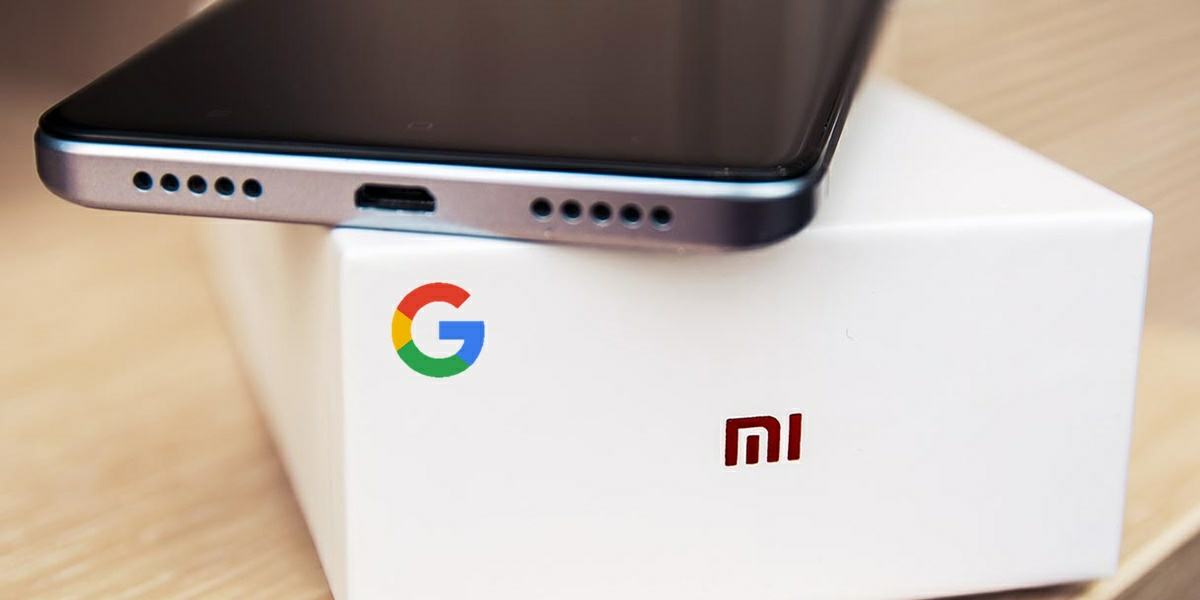 caja de smartphone xiaomi con apps de google