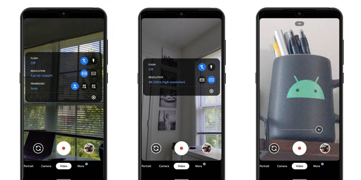 cámara de google 7.4 agrega selector rapido de resolución y zoom digital 8x