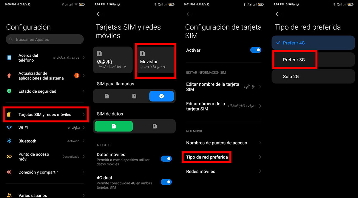 cambiar el tipo de red que estás utilizando en Android