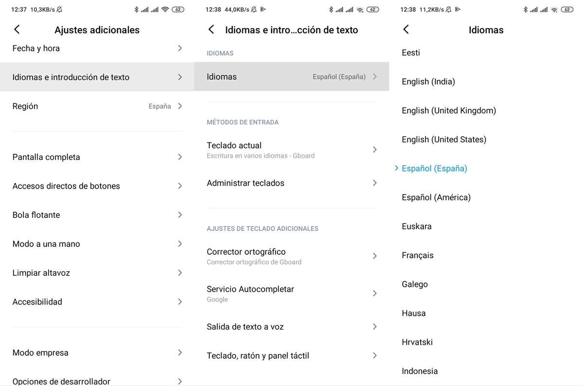 cambiar idioma en movil android