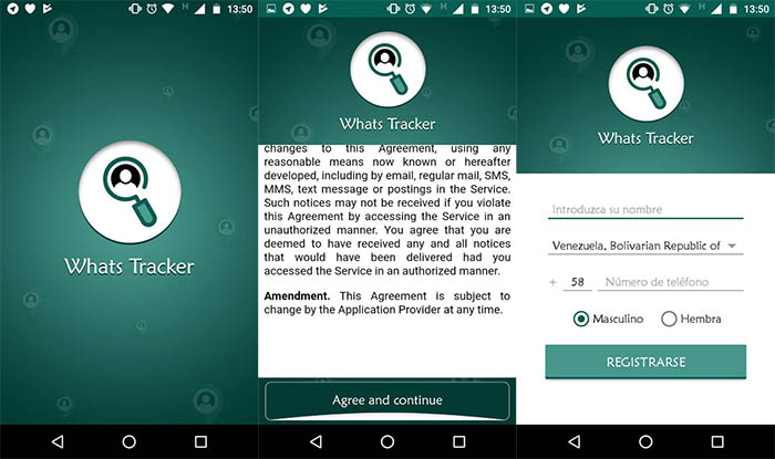 capturas de Whats tracker terminos y condiciones